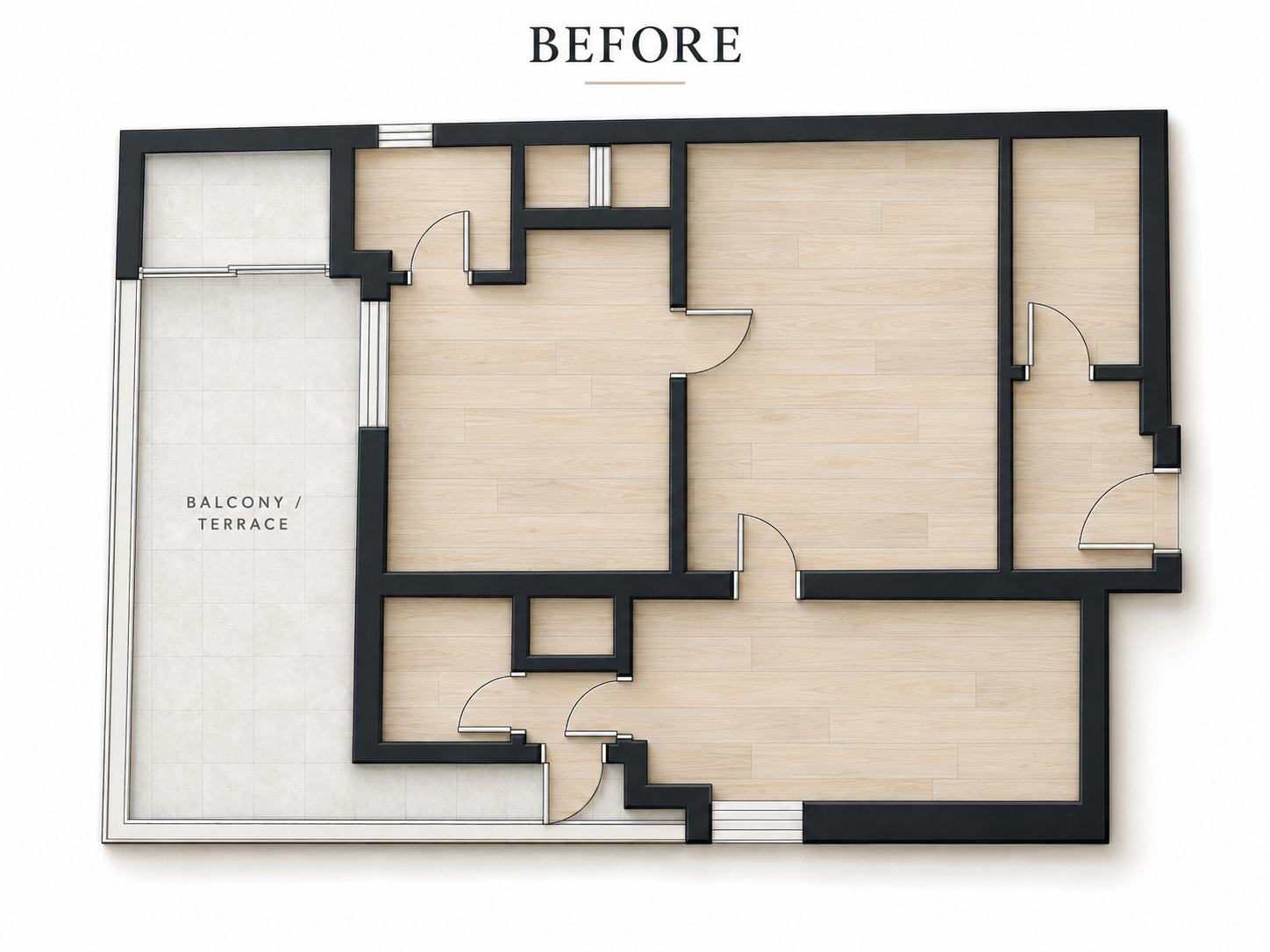 Floor plan — current layout (before)
