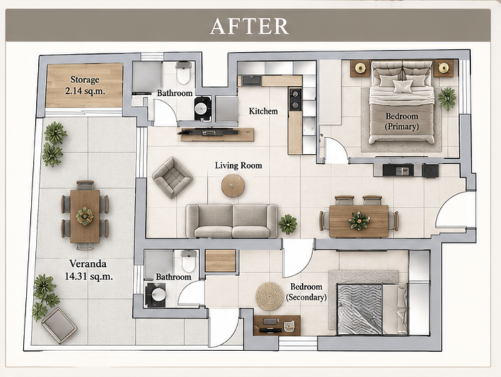 Floor plan — proposed layout (after)