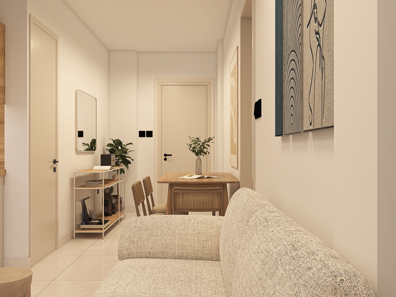 Proposed visualisation — living area and corridor
