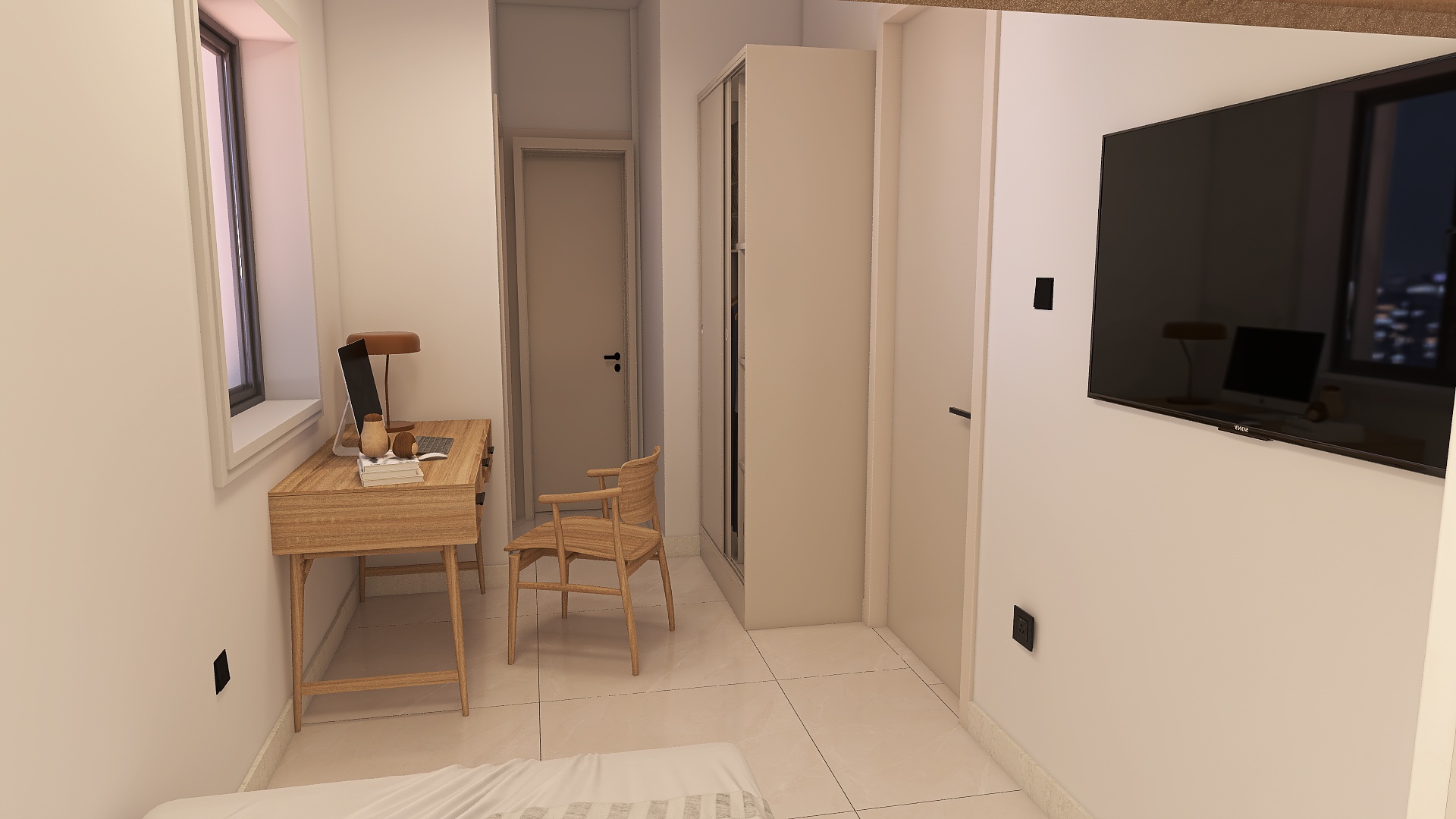 Proposed visualisation — second bedroom study desk and wardrobe